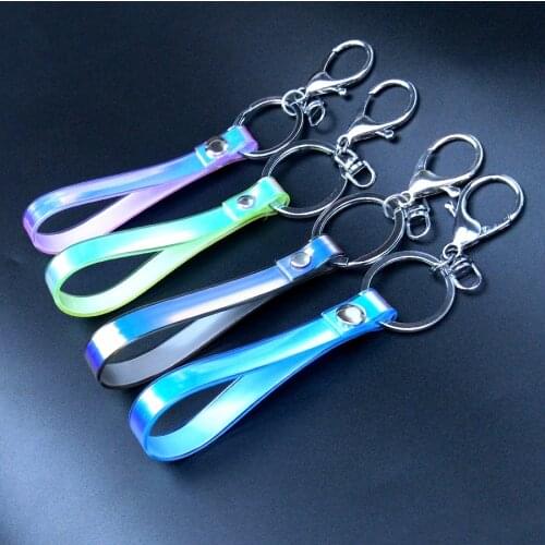 2019 Novel Sparkling PVC Leather Rope Iridescence Laser Glitter Car Holder Keychain Women Men Backpack Pendant Gift Keyring