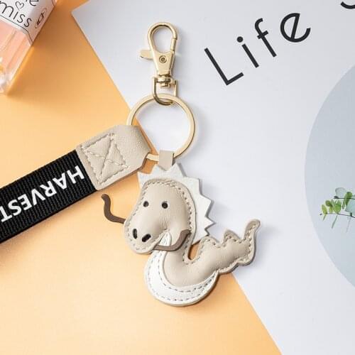 Jaeeyin 2021 New Arrivals Trendy Jewelry White Leather China Dragon Cute Key Chain Hand Made Accessory Gift For Children Unisex