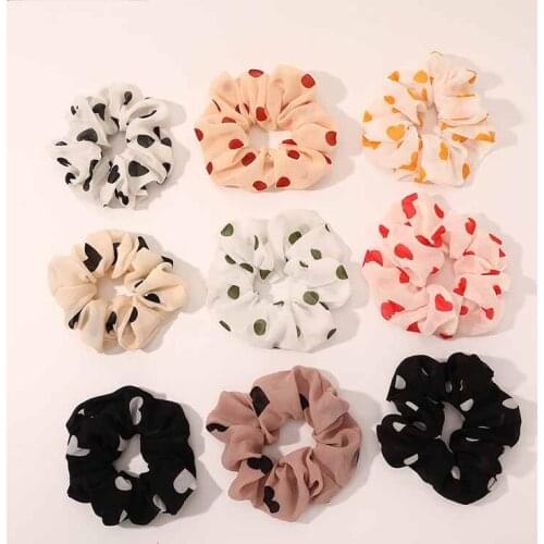 New Fashion Printing Scrunchies Sweet Simple Personality Polka Dot Rubber Band Scrunchies Headdress Hair Accessories WomenSY175
