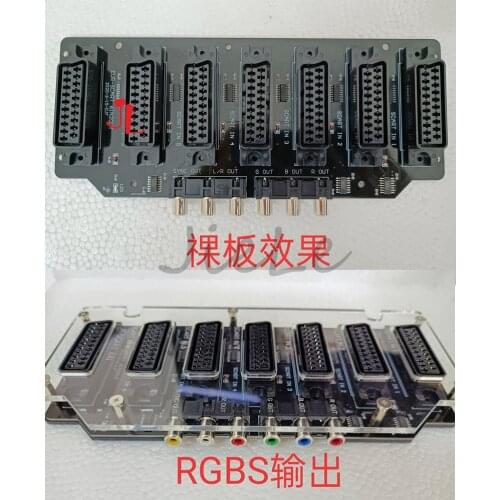 New Acrylic Case Mini RGBS SCART Distributor Converter Video 6 Input1 Output Auto Automatic Switcher EUR Divider Board Device