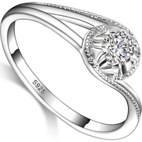 Charm Ring Jewelry Fashion Brand Design White CZ Stone 925 Sterling Silver Wedding Engagement Finger Rings For Women