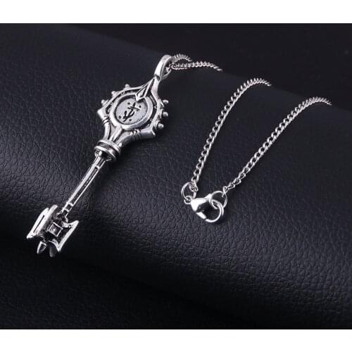 Game Doom Eternal Key Necklace Doublesided Engraving Vintage Slayer 3D Key Pendant Necklace For Women Men Jewelry Accessories