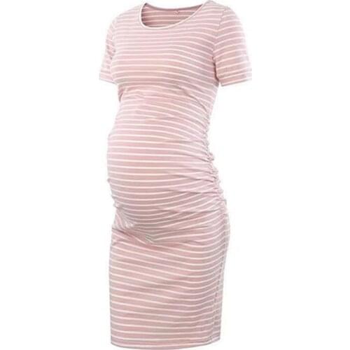 Pregnancy Dress Side Ruched Maternity Clothes Bodycon Dress