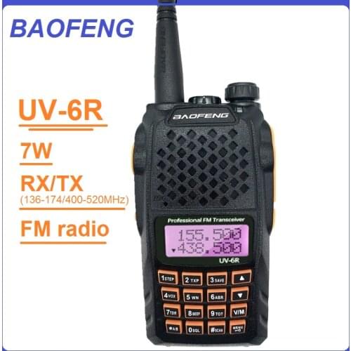 7W BAOFENG UV-6R Walkie Talkie Radio Transceiver 10KM Long Range Dual Band Portable CB Radio Scanner Wireless Interphone