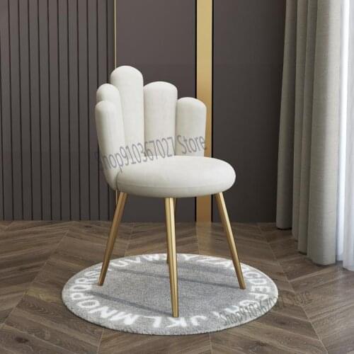 Simple Nordic Home Backrest Dressing Table Chair Iron Art Small Makeup Stool Nail Chair Ins Bow Net Red Stool