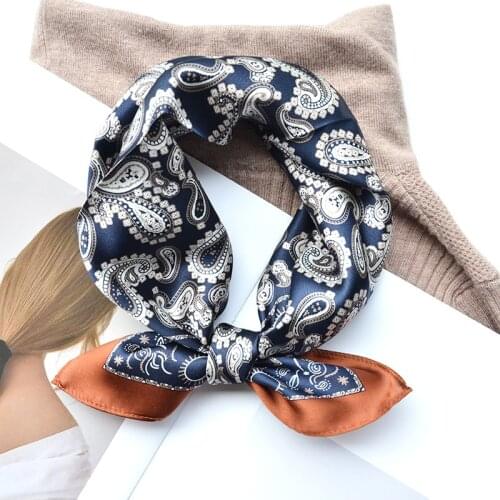 Natural Mulberry Silk Kerchief Satin Vintage Cashew Nut Silk Scarf Square Headband Plaid Office Ladies Fashion Scarves