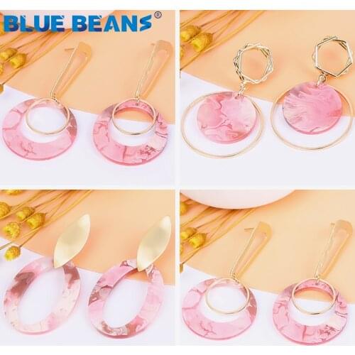 BLUE BEANS 2021 Pink Earrings For Women Drop Earrings Fashion Jewelry Long acrylic Earrings Set Girls Boho Girls Dangle Earring