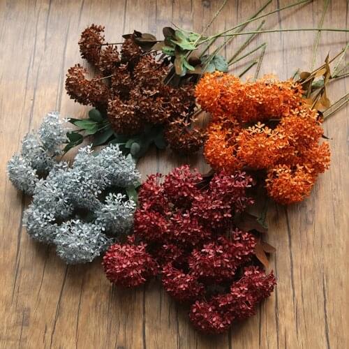 Wedding Decor 3 Plastic Wood Hydrangea Artificial Simulation Dry Flower Home Decor High Grade Hydrangea Decoration Dandelion