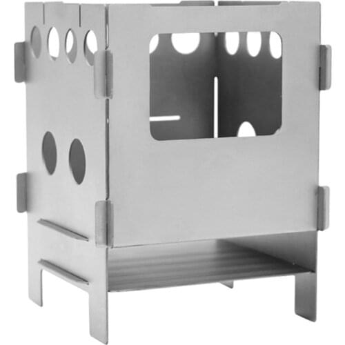 Mini Outdoor Firewood Stove Camping Cooking Picnic Travel Stainless Steel Square Wood Stove Charcoal Folding Grill Dropship