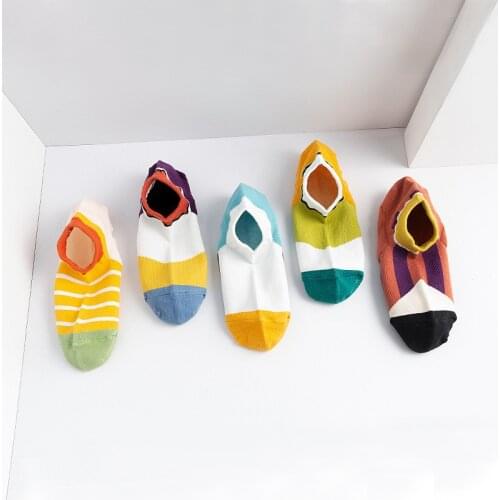 Unisex Spring Summer Cotton Woman Socks Slippers Color Matching Korean Funny Socks Women for Lovers 31201