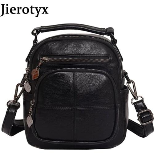 JIEROTYX High Quality Multi-Pocket Backpack Bow PU Leather Student School Bag Solid Backpack For Teenage Girls Mochilas Mujer