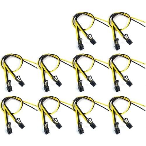 5pcs Dual PCIe PCI-E Graphics Video Card 8pin 6+2pin DIY Splitter Power Cable Cord for Bitcoin Litecoin RIG Miner 12AWG+18AWG