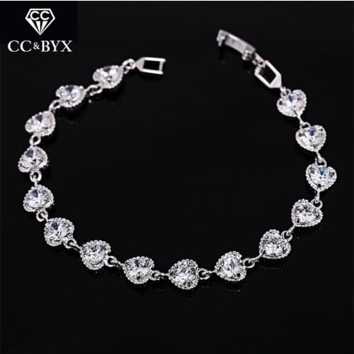 CC Bracelets For Women Fine High Quality Shine Stone Crystal Elegant Charm Bangle Wedding Accessories Engagement Jewelry S0028