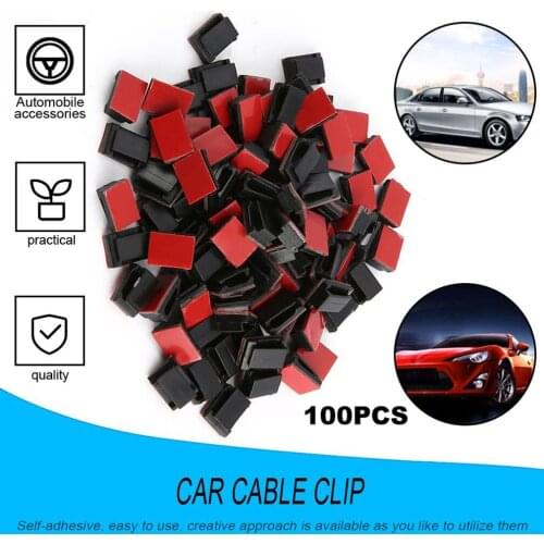 100pcs/pack Self Adhesive Cable Clips Wire Holder Clamps Car Data Cable Organizer Wire Management Cord Tie Holder Fixed Clips