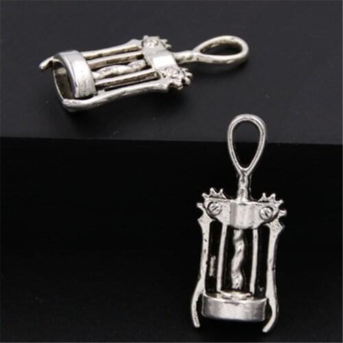 15pcs Tibetan Silver Color Red Wine Corkscrew Charms Opener Pendants For Necklace Bracelet Jewelry Making DIY Handmade A391