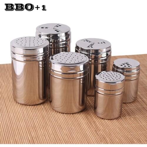 3pcs/set Stainless Steel Spice Pepper Shaker Kitchen Gadgets Spice Jar Rotating Cover Seasoning Can Sugar Kitchen Accessories