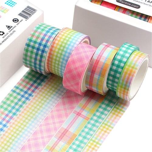 6 Pcs/Set Washi Tape Grid Masking Tapes Adhesive Tape Sticker Scrapbook Diary Stationery