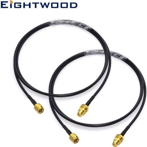 Eightwood 2pcs SMA Male to SMA Female RG174 Antenna Extension Cable 1m for 4G LTE Cellular Amplifier SDR Dongle Receiver