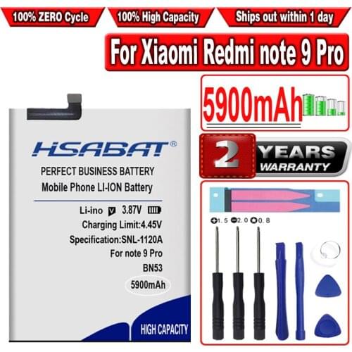 HSABAT 5900mAh BN53 Battery for Xiaomi Redmi note 9 Pro