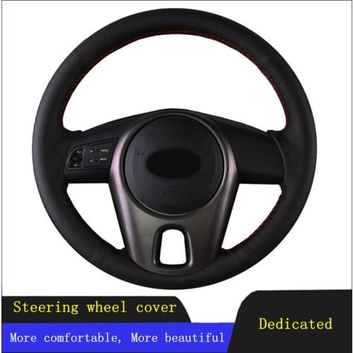 DIY Car Accessories Steering Wheel Cover Black Hand-stitched Artificial Leather For Kia Forte Kia Soul Kia Rio 2009-2011