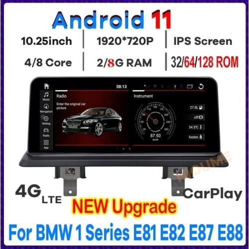 10.25” 8Core 8+64G Android 10 Car Multimedia Player GPS Navigation Radio for BMW 1 Series 120i E81 E82 E87 E88 2005-2012 Stereo