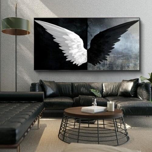 Black and White Angel Wings Canvas Paintings on The Wall Art Pictures Modern Canvas Art Wall Posters and Prints for Home Decor