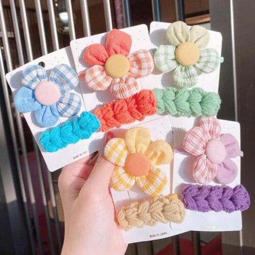 New fashion girl woolen five petal flower children sweet hairpin hairpin hair accessories fashion hair accessories
