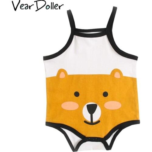 VearDoller Baby Rompers Cute Cartoon Pattern Boys Clothes Cotton Newborn Sling Jumpsuit Summer Toddler One-Pieces Girls Rompers