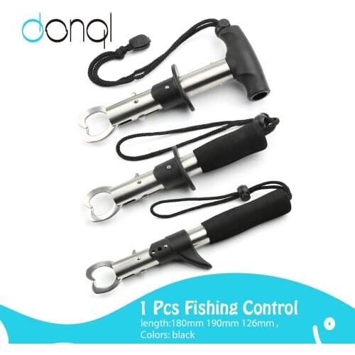 DONQL Fish Grip Portable Stainless Steel Fishing Gripper Fish Pliers Grab EVA Handle Fish Lip Control Scissor Snip Fishing Tool