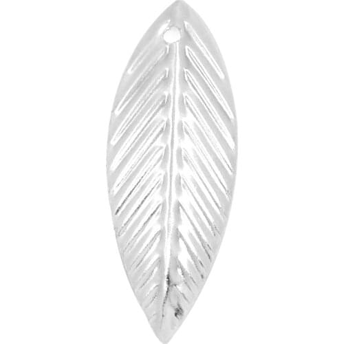 Doreen Box Lovely Charm Pendants Leaf Silver color 21x7.5mm,500PCs (B23257)