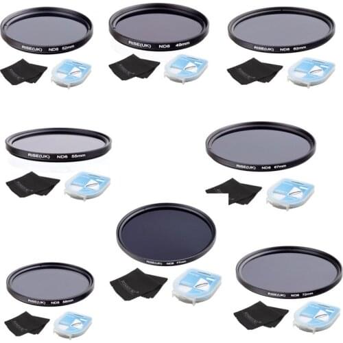 RISE(UK) 49/52/55/58/62/67/72/77mm Neutral Density ND8 Filter for sony nikon canon Camera lens