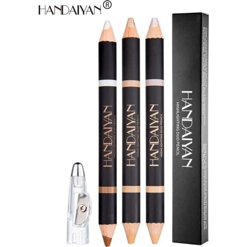 HANDAIYAN New Double-Headed Dual-use Eyebrow Pencil Base Face Brightening Highlight Concealer Pen With Sharpener