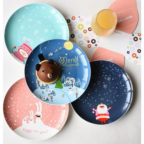 Creative Christmas Bone China Dinner Dish Plate Breakfast Kitchen Plates Cake Plate Snack Food Decorative Tableware Gift