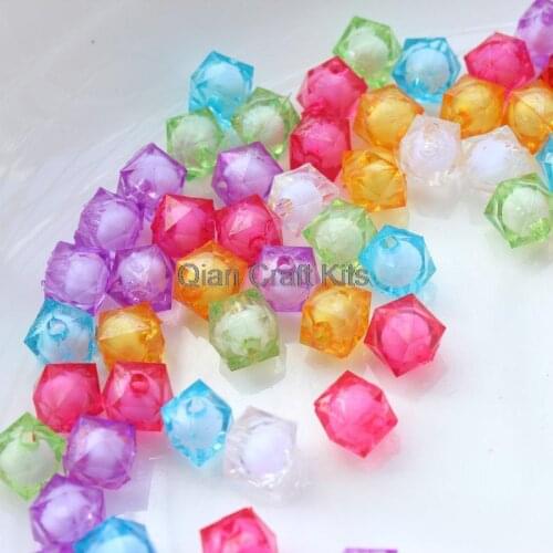 1500pcs faceted 2 tones square Acrylic Jewel Beads glitter mixed colors 10mm