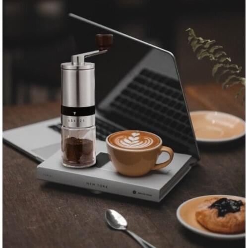 Small portable home handheld ceramic core six adjustable thickness washable stainless steel coffee bean grinder J06