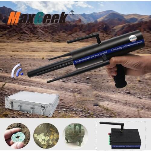 Maxgeek AKS Long Range Gold Metal Detector Gems Diamond Finder Black w/ Six Antennas Aluminum Carry Case