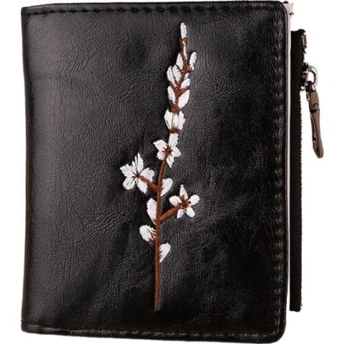 20PCS / LOT Fashion Casual Women Wallet Money Bag Plum Blossom Pattern Leather Card Wallet Purse Girls Small Purse