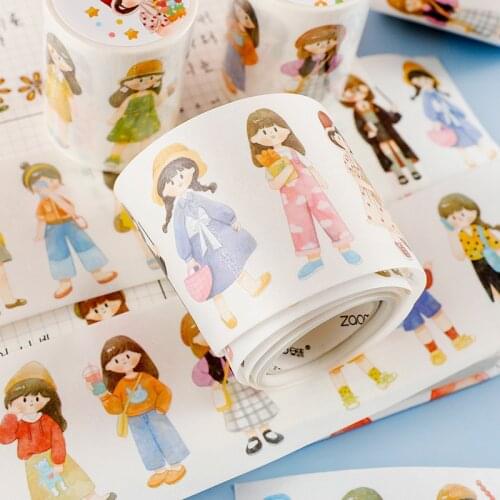 Kawaii Cartoon Girl Washi Tape Cute Stationery Adhesive Tape Scrapbooking Album Diary DIY Planner Deco Masking Tapes School Supp