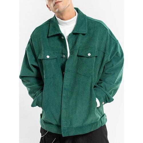 Men jacket autumn new products original fashion brand pure color lapel corduroy velvet coat Long Sleeve Plus Size Casual Clothi