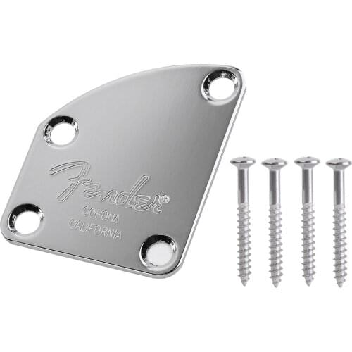 Guitar Neck Plate Semi Round Neck Joint Back Mounting Plate With 4 Screws for Electric Guitar Bass Replacement Parts
