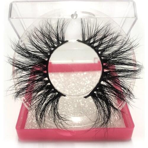 New Style 25mm False Eyelash FEB17 Square Box Glitter Fluffy Wispy Thick Lashes 3D Real Mink Handmade Soft Eye Makeup Lashes