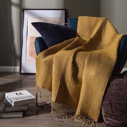 Nordic sofa blanket single Office nap thin qulit plaid Knitted blanket throw winter warm Shawl casual soft Bedspread home decor