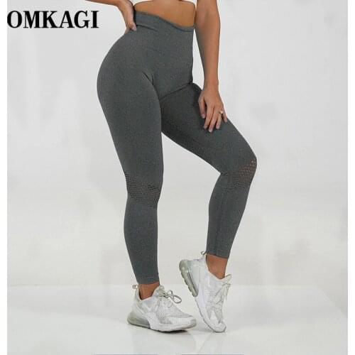 OMKAGI High Waist Yoga Pants Butt Lifting Women Sport Femme Fitness Workout Sport Yoga Leggings Women Tights Hollow Out Leggings