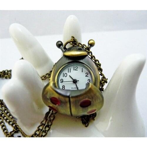 Wholesale Fashion Beatles Pendant Vintage Chain Necklace Bronze pocket watch 12pcs/lot Pormotional Gift Free Shipping