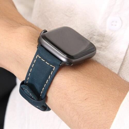 Geniune Leather Watchbands For Apple Watch SE Strap Series 6 Band 44mm 40mm Vintage iWatch 5 4 Bracelet For Applewatch 3 42mm 38