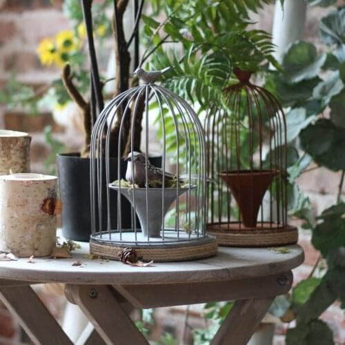 Retro Iron bird cage hanging Modern iron wrought metal birdcage white Sets decoration hanging flowerpot succulent plants