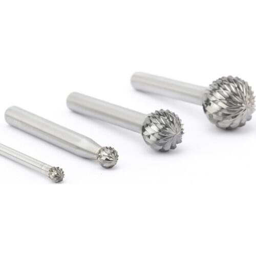 Noreturn 1pcs Rotary file Round D-type Spherical Double slot Shank Tungsten Carbide Milling Cutter Grinding tools Size3-16mm