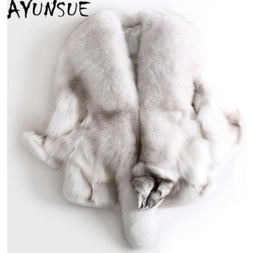 AYUSNUE Natural Fox Fur Coat Women Clothes Winter Jacket Women 2020 Fashion Shawl Real Fur Jacket Coats Abrigo Mujer KJ5443