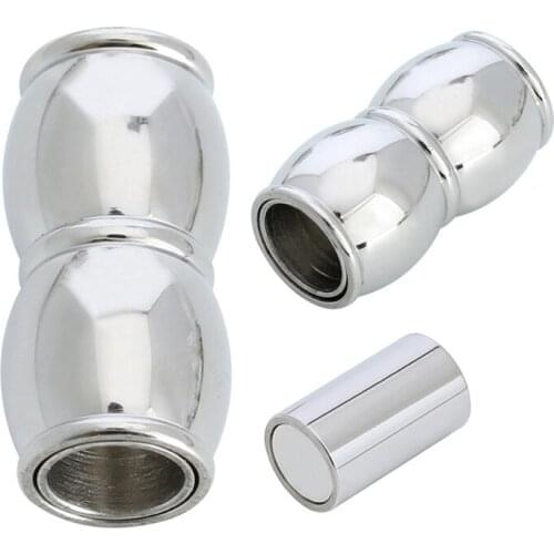 Strong 2pcs/lot Silver Color Stainless Steel Magnetic Clasp Hooks Hole Size 4/5/6mm For Leather Cord DIY Jewelry Making