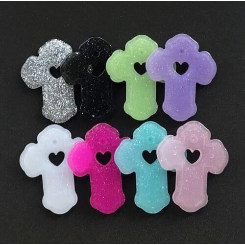 10pcs 43mm*35mm Cute Multicolor Resin Flatback Cross Charms For Necklace Keychain Pendant DIY Making Accessories